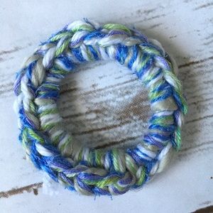 Textured, mixed yarn, hand made scrunchie.